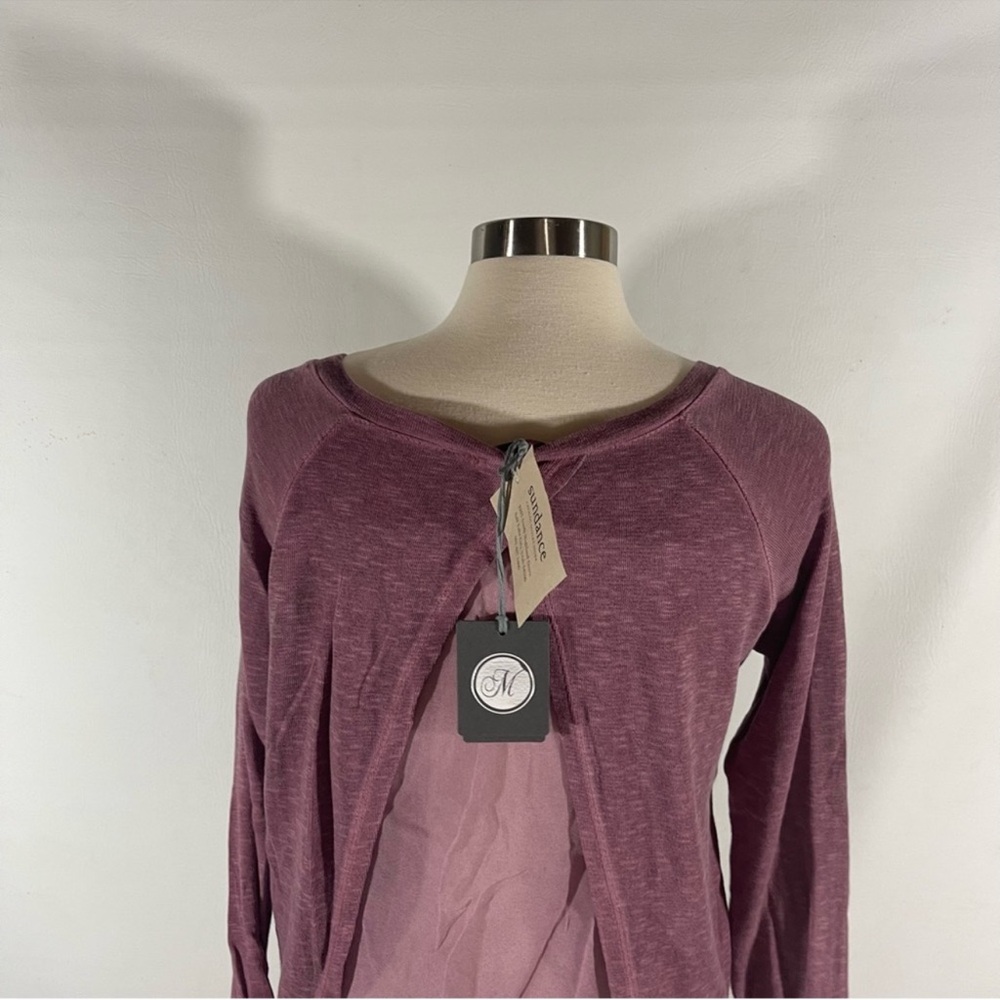 NWT Sundance Golden State long sleeve tee wine pink M - Picture 5 of 12